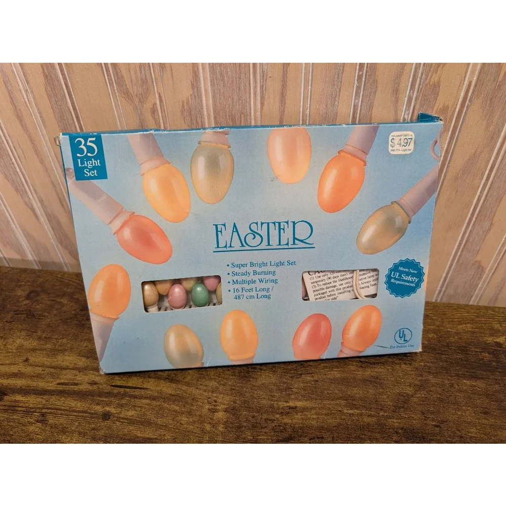 NWT Vintage Easter String Lights White Multicolor